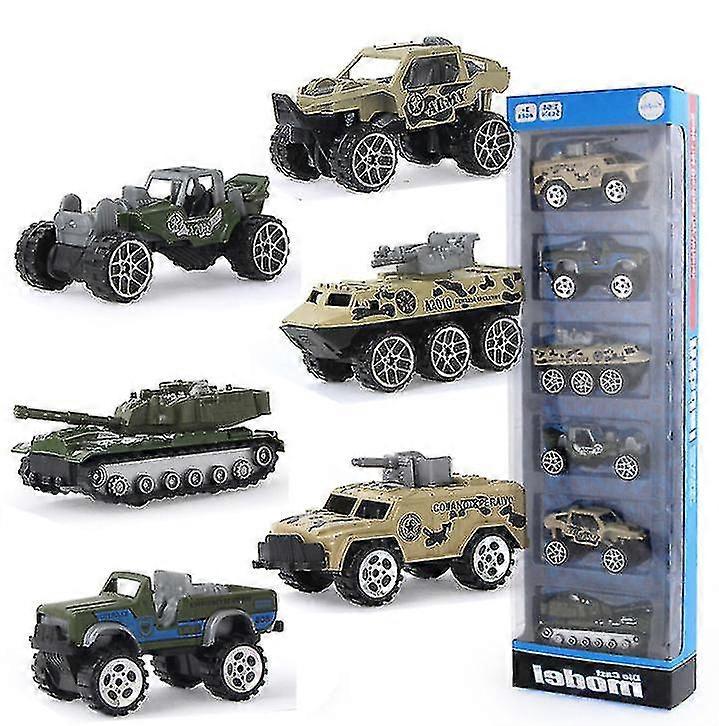 6pcs Sliding Military Car, Parent-child Interactive Simulation Car Model* @bugu