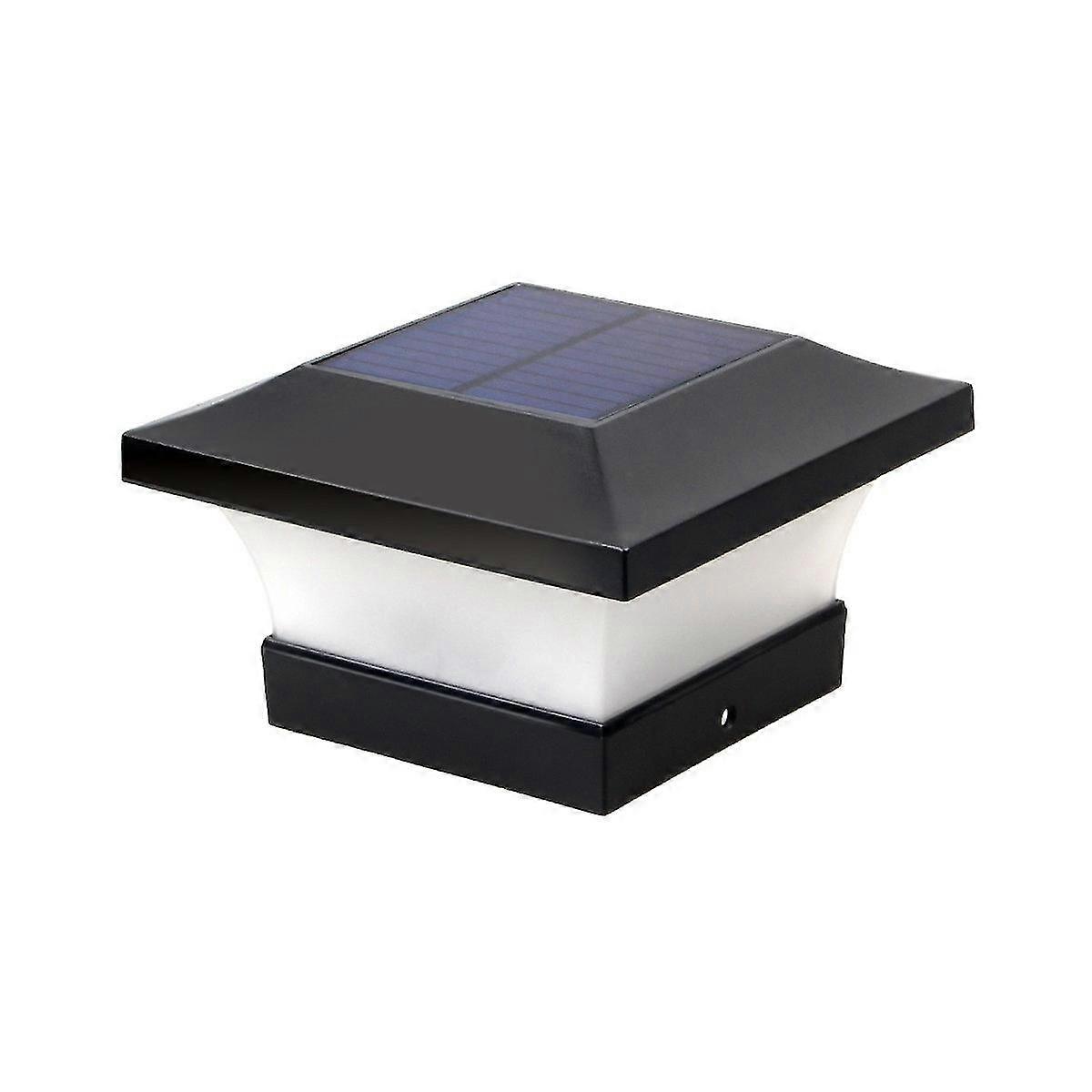 Solar Waterproof Led Post Cap Light Outdoor Post Lamp Post Fence Light (1 Pcs, Black And White)