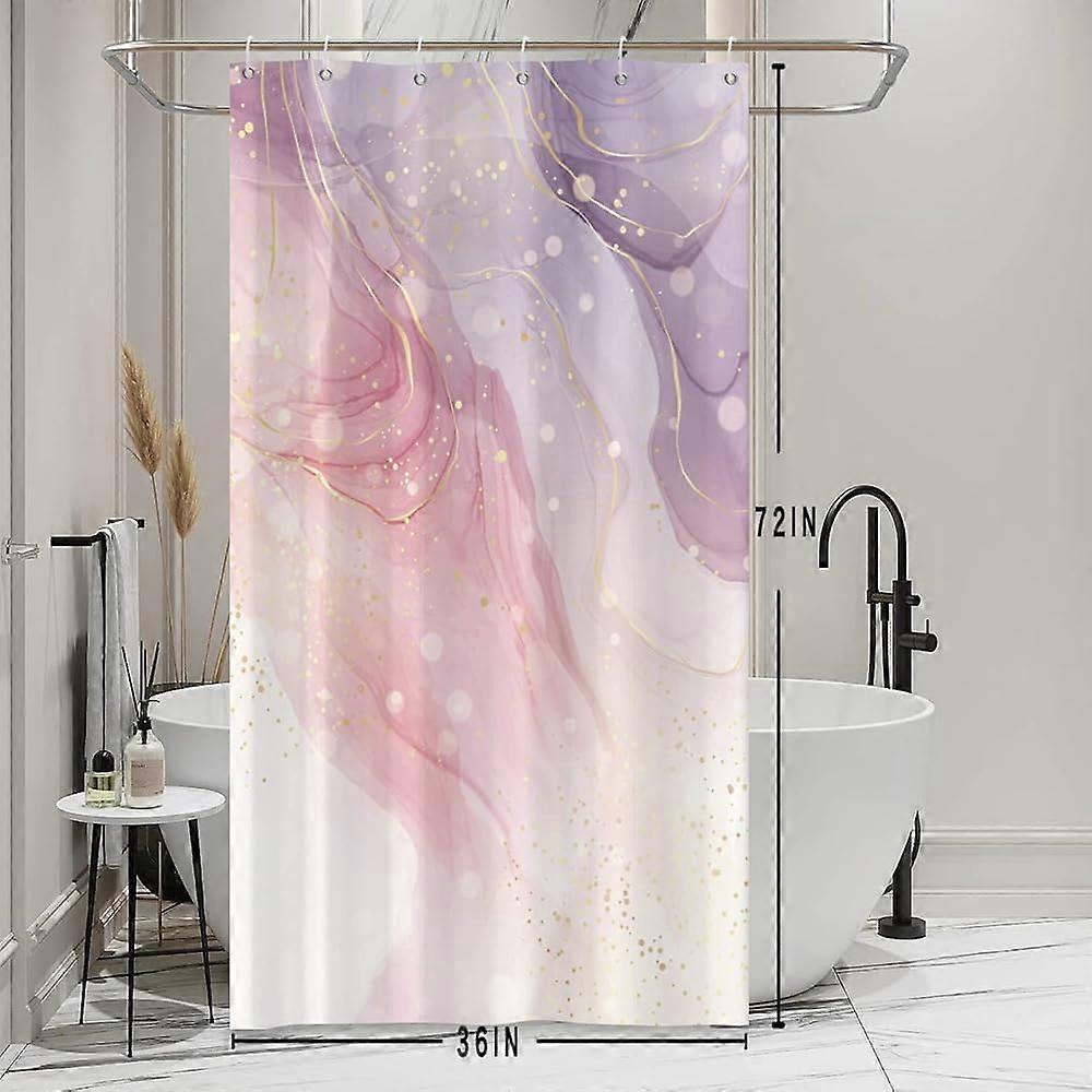 Abstract Pink Stall Bathroom Shower Curtain Set Purple Marble Waterproof Bathtub RV Room Partition Decoration 36x72 inches Modern Marble Watercolor Fa