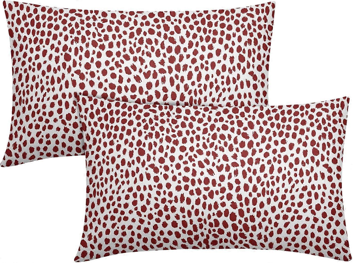 Červené krémové bedrové obliečky na vankúše 12x20 palcov Boho Design Polka Dot Throw Vankúš Súprava 2 moderných ťahov štetcom Tlač Poťah na vankúš Bavlnená bielizeň Cush