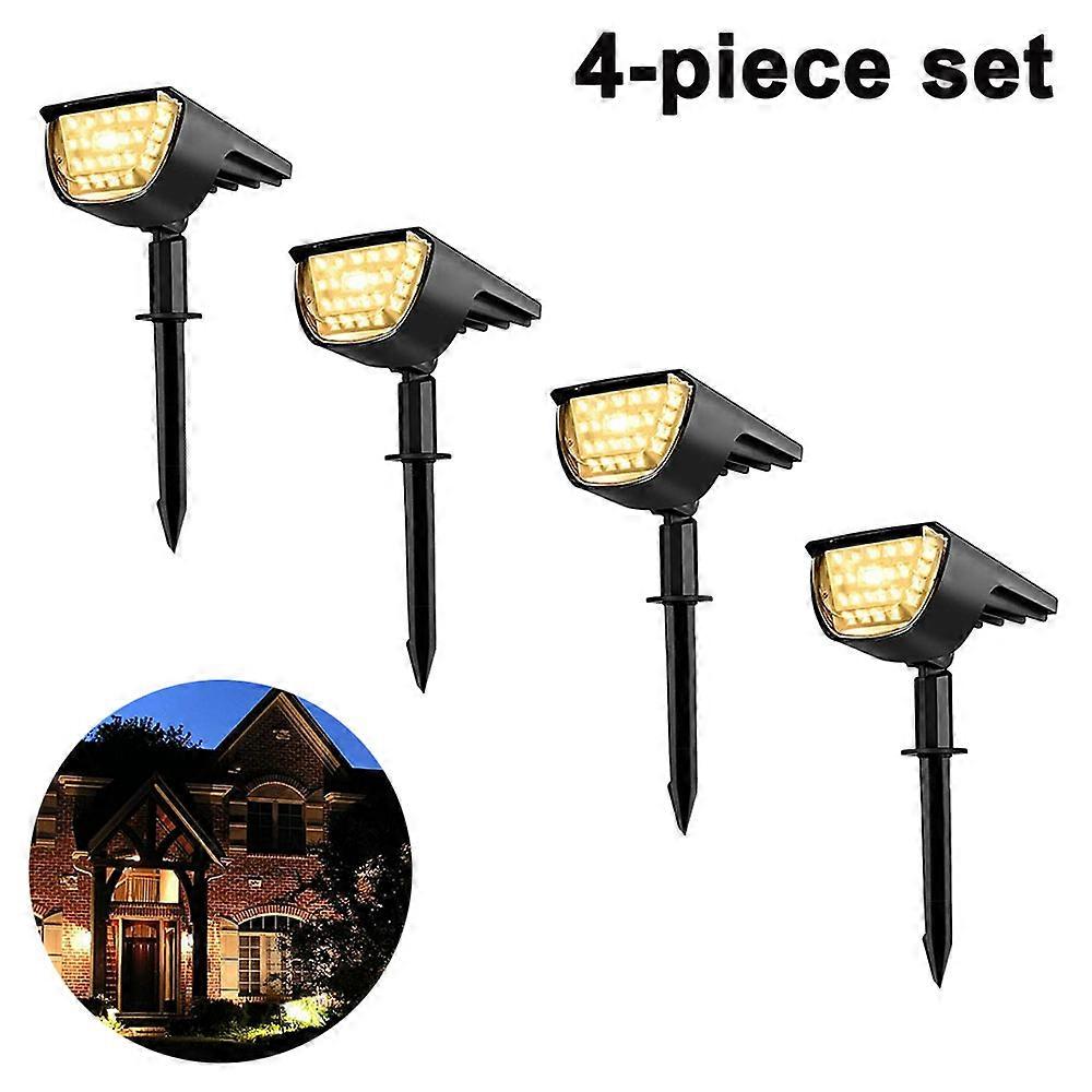4個のソーラースポットライト、ワイヤレスソーラーガーデンライト、32 -LED防水ソーラースポットライト、3輝度レベル、庭用、屋外風景、ガード