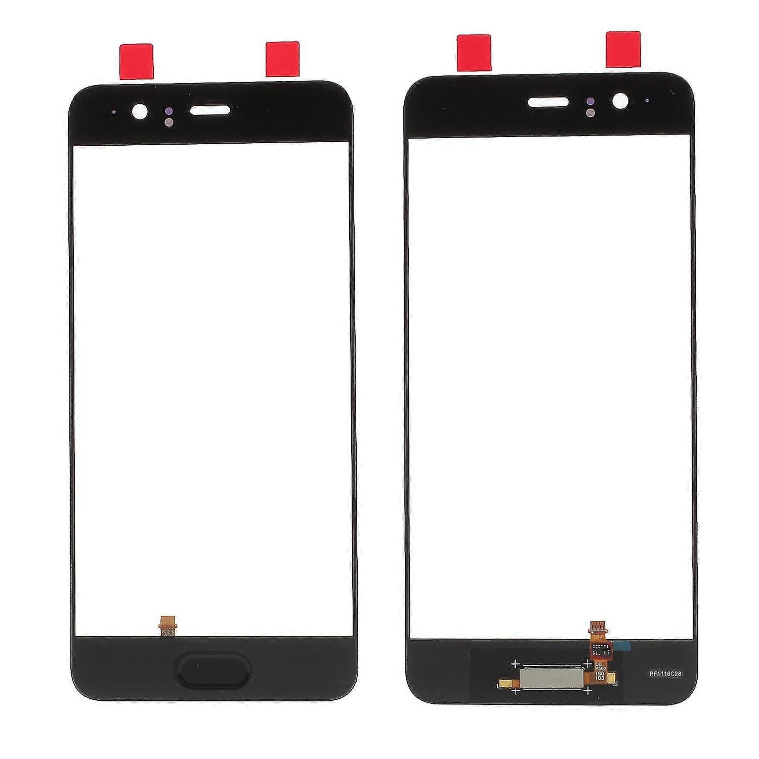 Black - Compatible with Huawei P10 OEM Outer Front Screen Glass Lens Replacement with Fingerprint Button Flex Ca
