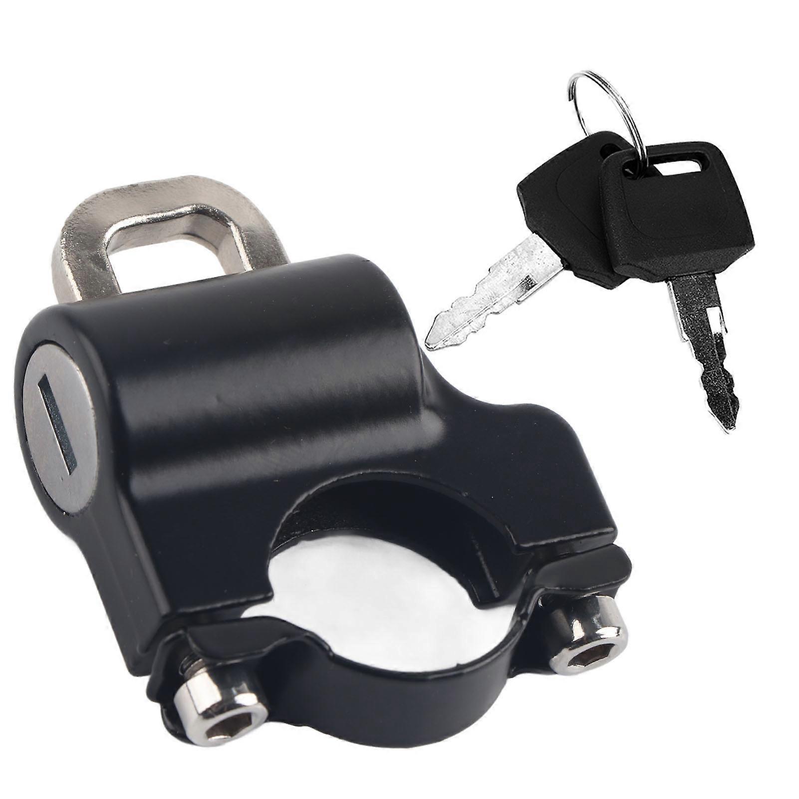 22mm Handlebars Universal Motorcycle Helmet Security Lock Padlock with 2 Keys (Black)