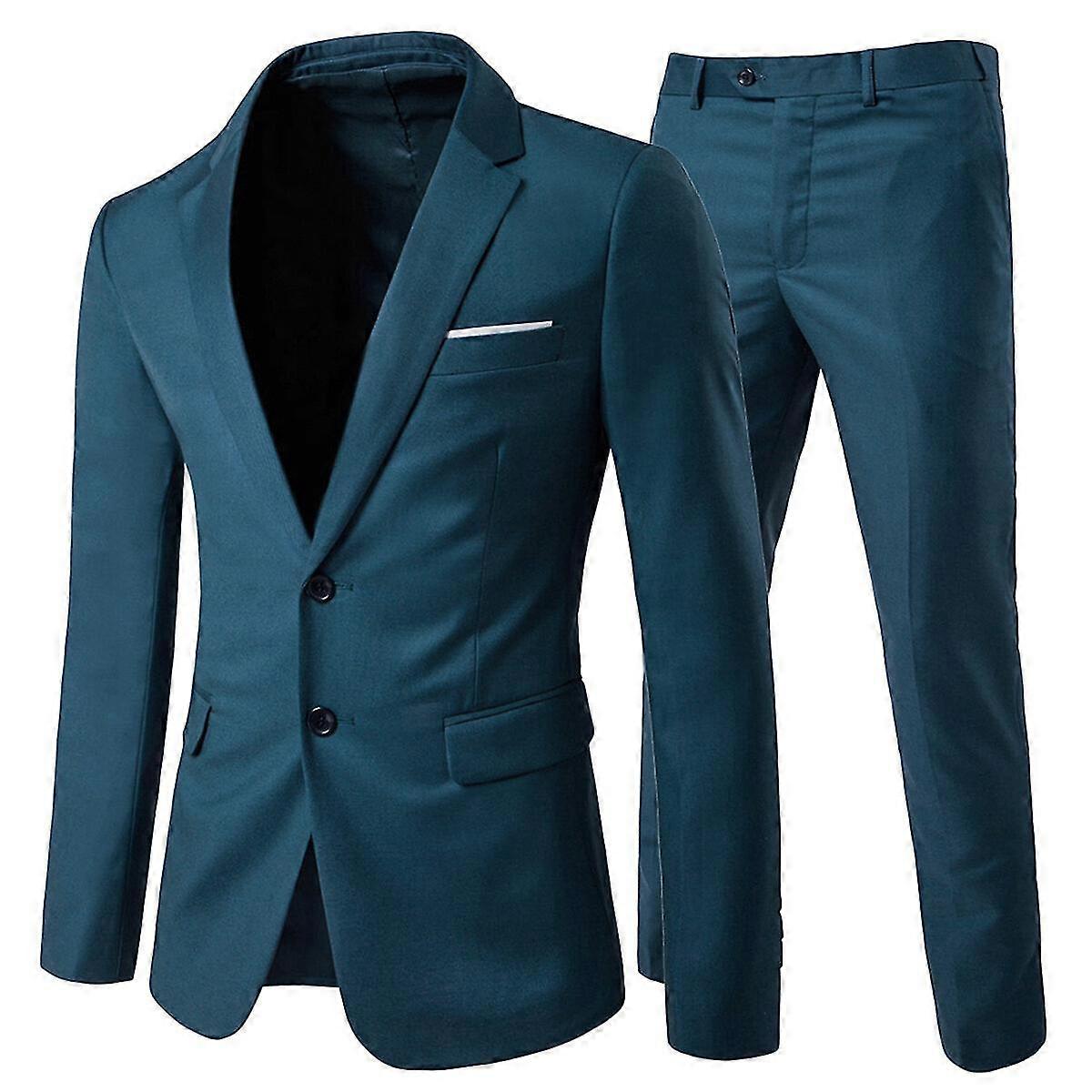 VAWAN Men's 2-Piece Suit, Two Button Slim Fit Business Wedding Blazer and Pants