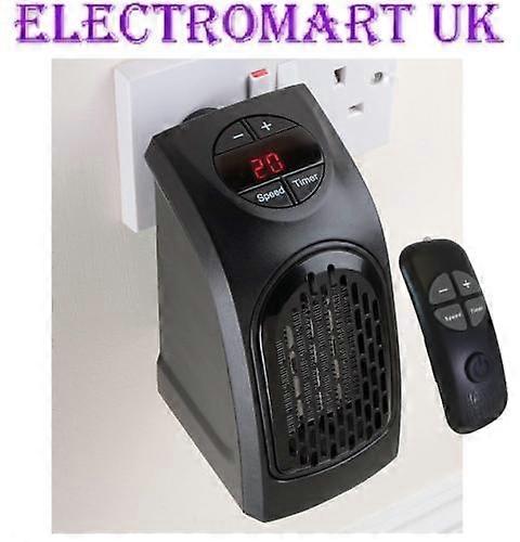 COMPACT PLUG IN 400W FAN HEATER ADJUSTABLE THERMOSTAT 12 HR TIMER REMOTE CONTROL