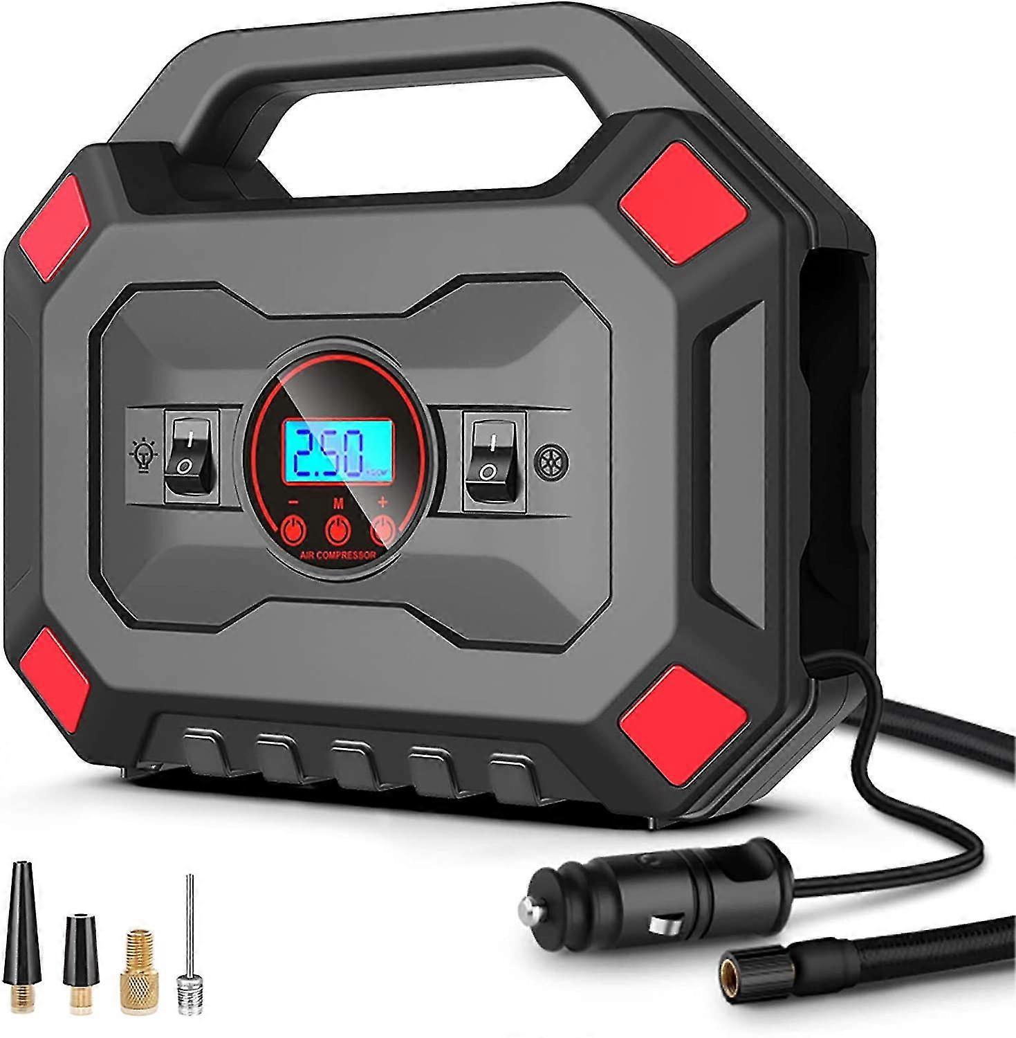 12v portable air compressor 120w auto portable digital air compressor 120psi 30l / min electric tire inflator with led lamp 3m lcd screen cable for ca