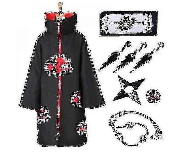 Cloak Costume Kit Itachi Robe Long Cape 8 Pieces Set -B
