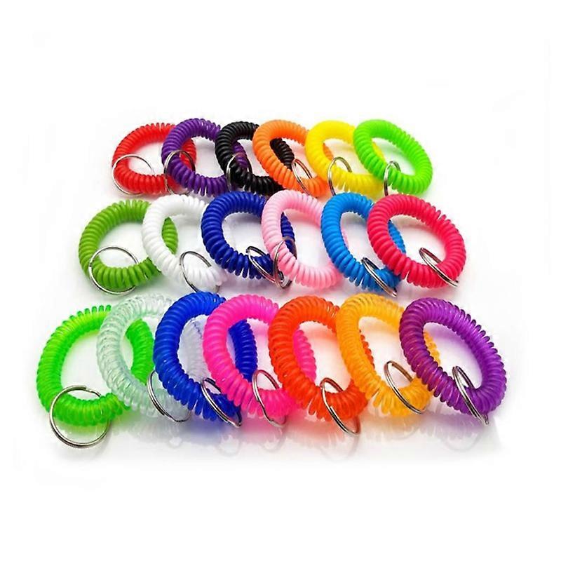 50 pcs Stretchable Key Rings Band Keychain Spriral Keychains for Number Key Tag