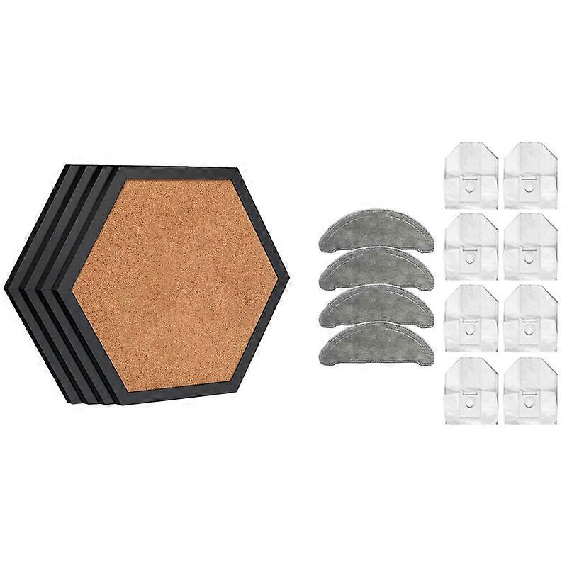 -12Pcs For Roidmi EVE Plus Robot Vacuum Cleaner Dust Bag Mop Cloth & 4 Packs Cork Board Pin Board, Cork Boards