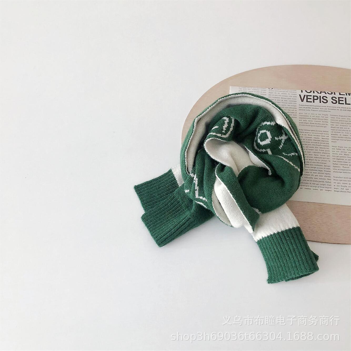 Cute Smiling Face Children's Patchwork Color Winter Double-faced Jacquard Warm Extended Wool Scarf