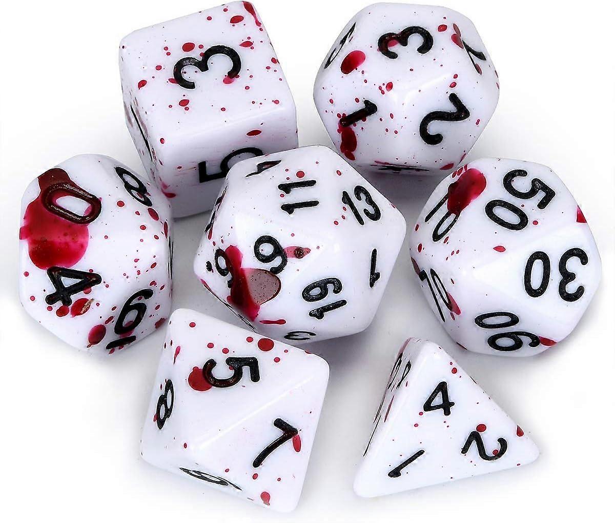 Dww- Ensemble de ds D&D(Fuchsia) avec Jet irrgulier Points Rouges sanglants Ds de Jeu de rle polydrique Ds D20 Lot de 7 ds Donjons et Dragons