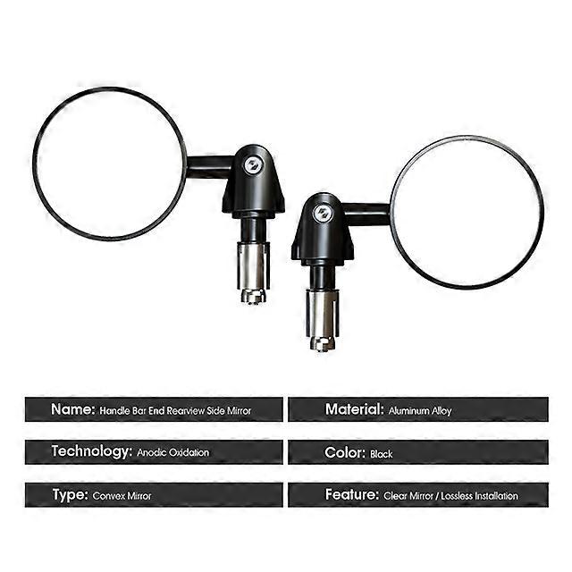Universal 2pcs/Pair Motorcycle Rear View Mirrors Round 7/8" Handle Bar End Foldable Motorbike Side Mirror For Cafe Racer