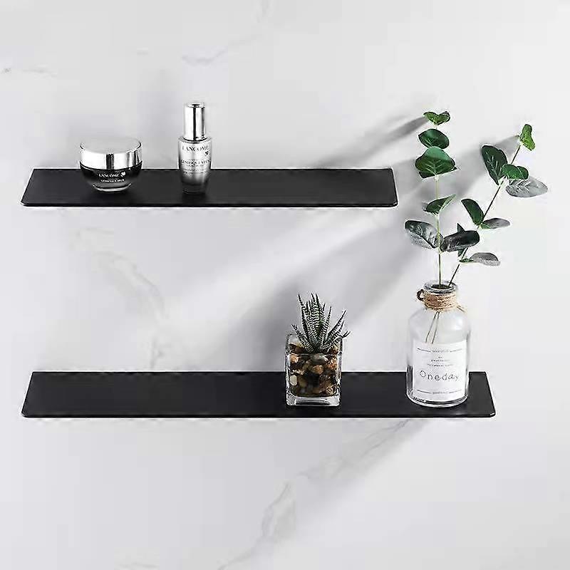 Modern Matte Black Bathroom Accessory Shampoo Rack, 30-50 CM Bathroom Accessory Organiser, Drill-Free Bathroom Accessory Hanging Shelf, Minimalist Hom