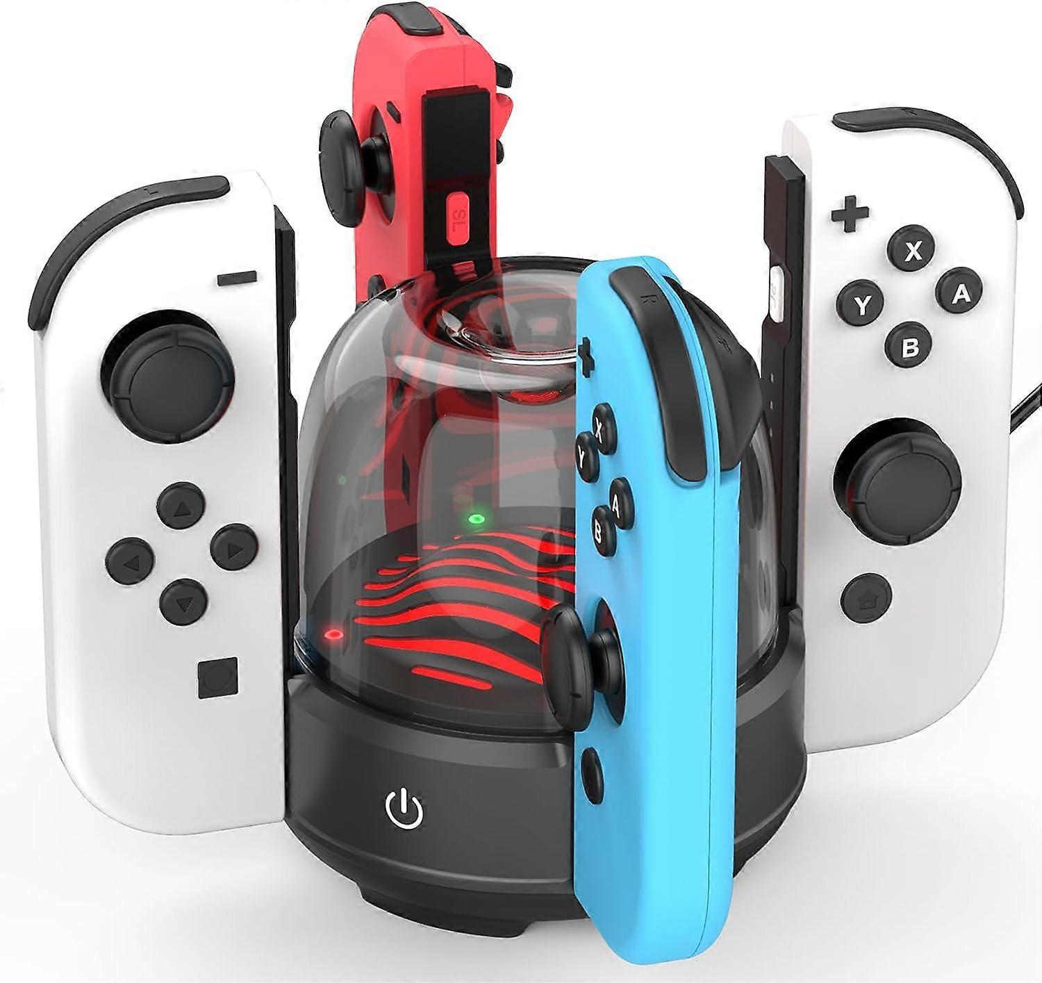 7 farver LED Joy-Con Ladestation Kompatibel Switch/Switch OLED, Switch Controller Oplader Dock Switch Joy-Con Opladningsstativ