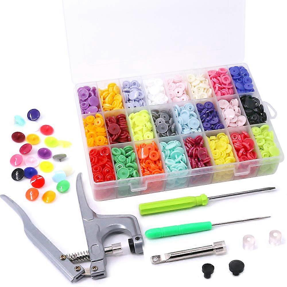 384 Set + Plier Tool Plastic Snaps For Snap Kit T5 Fastener Button Press Stud