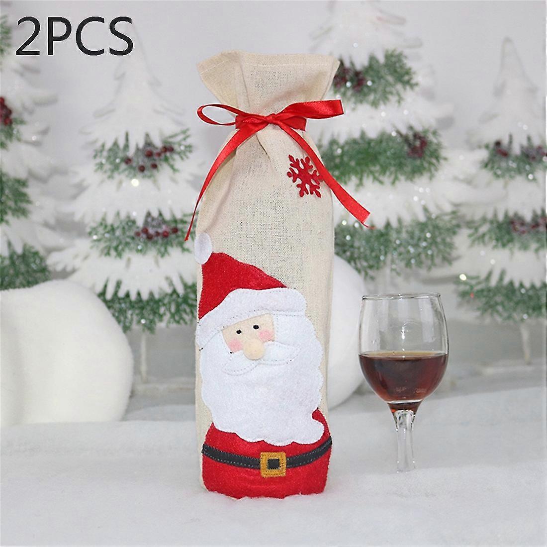 2 PCS CX20215 Snowman Pattern Wine Bottle Bag