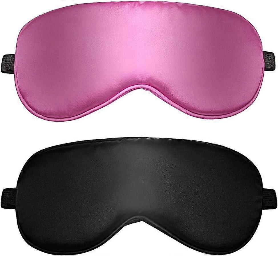 Sleep Mask 2 Pack (Black, Purple), Ultra-Soft Silk Sleep Mask, Light Resistant Sleep Mask with Adjustable Elastic Band
