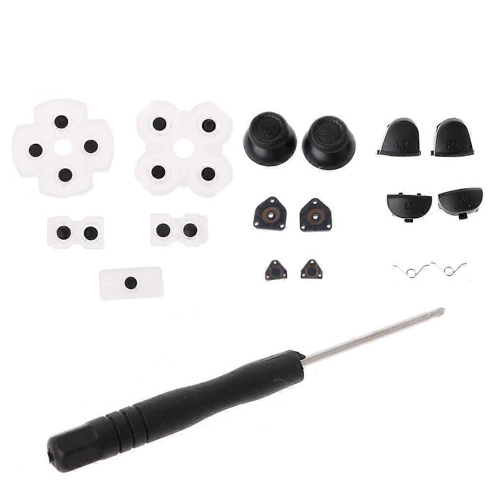 Buttons Set Replacement Trigger Button Screwdriver Parts Kits Black for Sony 4  Controller Replacement