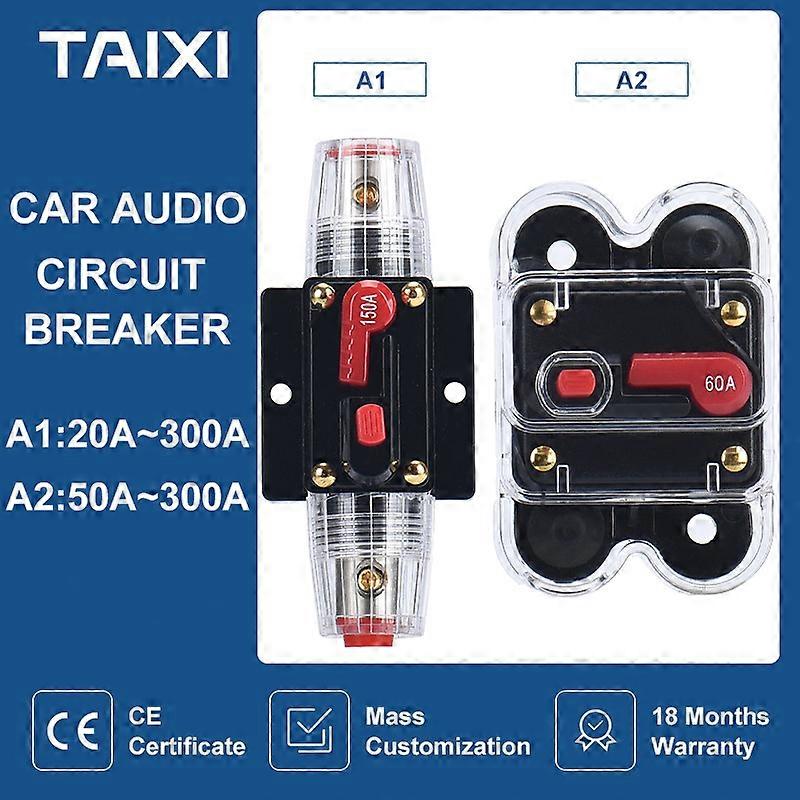 TAIXI Car Truck Battery Circuit Breaker Self-recovery DC12V 24V 20A 30A 40A 50A 60A 80A 100A 125A 150A Auto Audio Fuse Holder