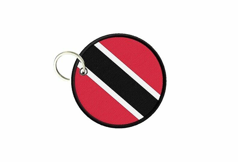 Keychain keys Trinidadian flag printed round round round