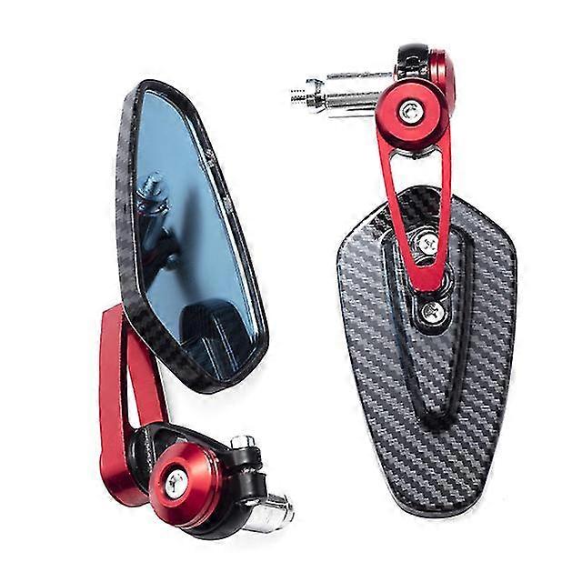 Red 2Pcs/Set Motorcycle Aluminum Bar End Side Rearview Mirror Carbon Fiber Universal Motorbike Bike Handlebar Rear View Mirrors Red