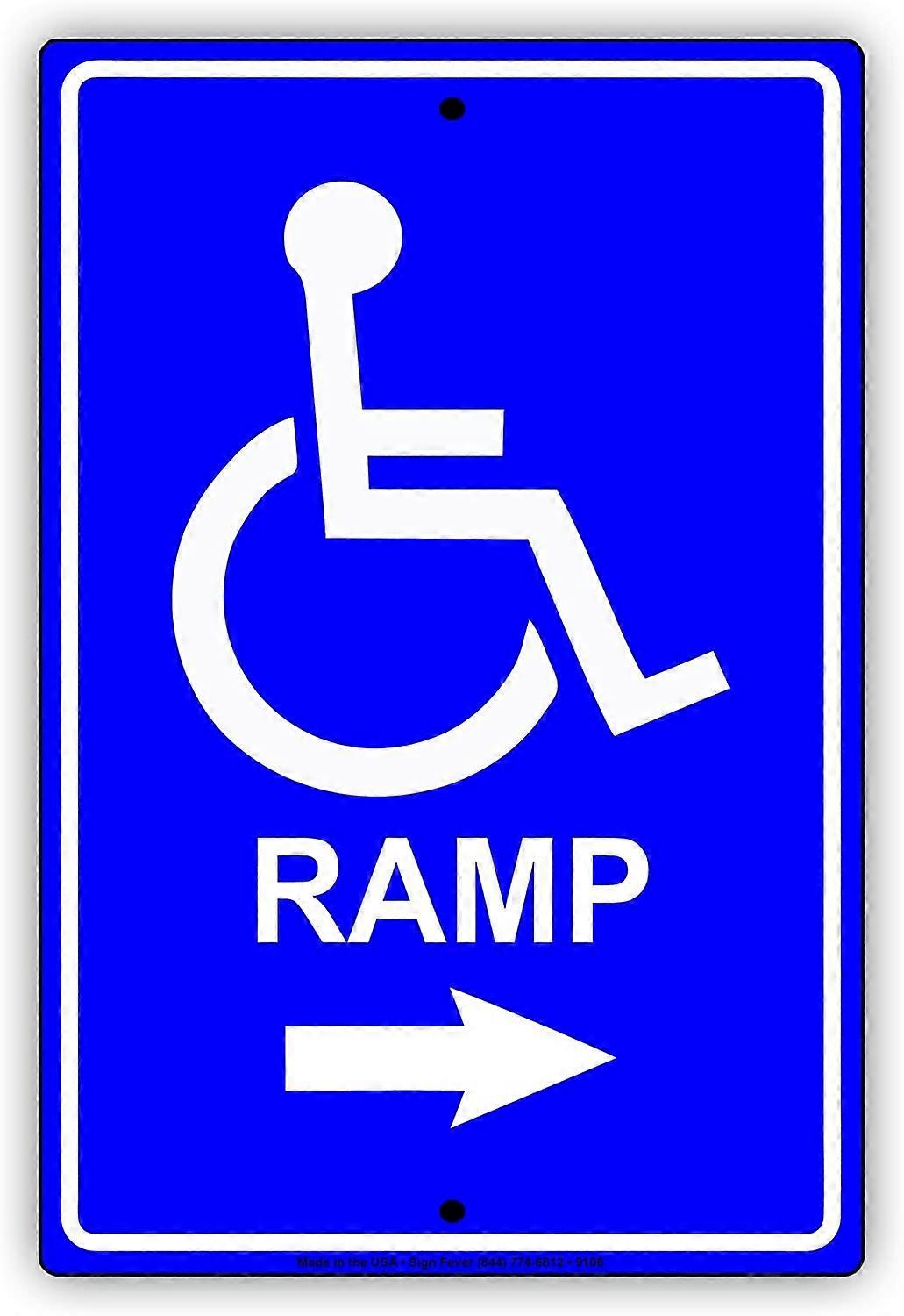 רמפת כיסא גלגלים לנכים חץ ימינה מתכת אלומיניום 12"x18" שלט