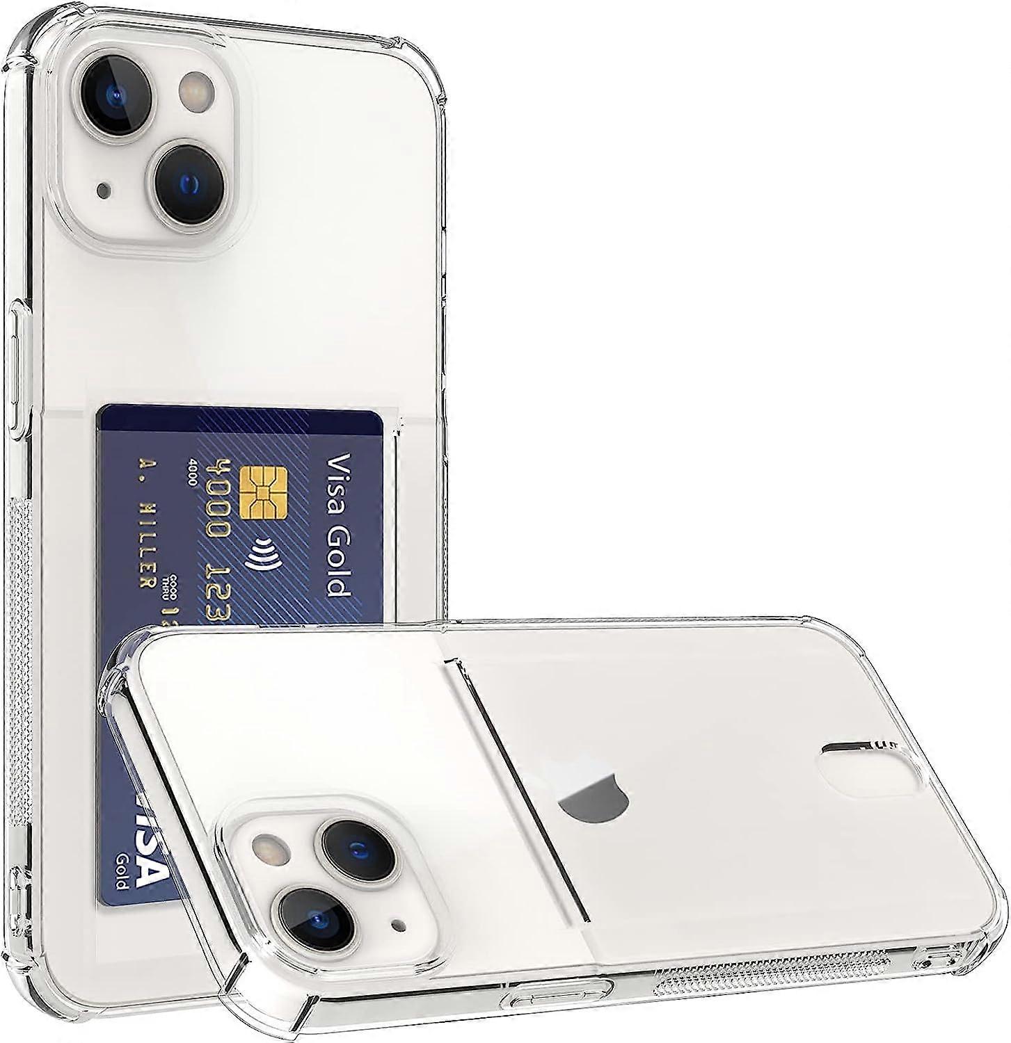 Compatible with iPhone 14 Clear Case with Card Holder,Card Pocket Case for iPhone 14,Slim Fit Protective Soft TPU Shockproof Wallet Case for iPhone 14