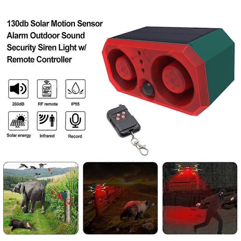 Alarm Emits Loud Dog Barking & Gunshot Sounds 130db Solar Motion Sensor N911T