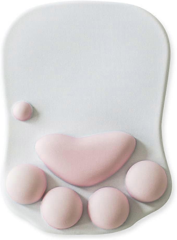 Cute Mouse Pad with Foam Wrist Rest, Comfortable Mouse Pad with Non-Slip Base for Office Home Game School Laptop Desktop Computer Mice (Off White)