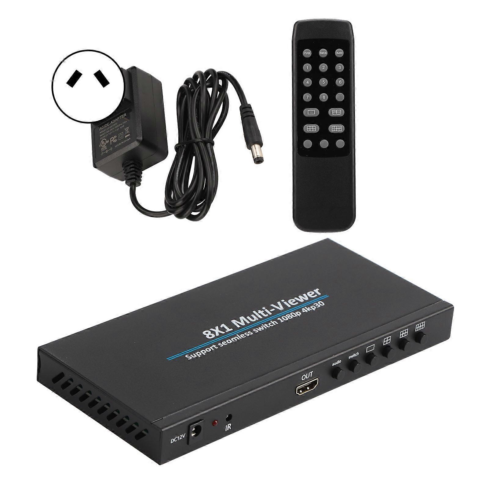 Multi Viewer Screen Divider 8x1 HD Multimedia Interface Screen Spliter for Game Security Monitoring 110?240V AU Plug