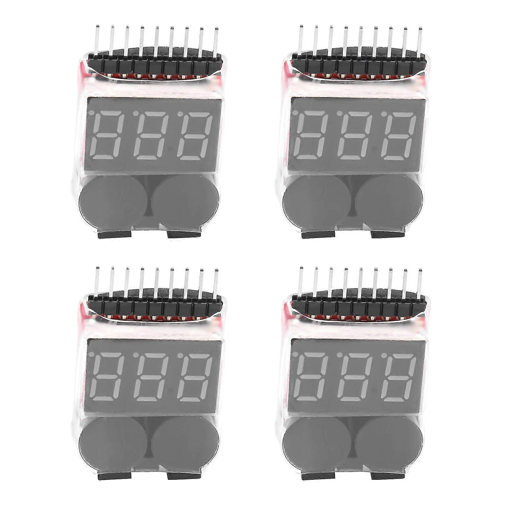4pcs 1s-8s Lipo Battery Tester, Rc Lipo Battery Low Voltage Alarm Buzzer Indicator Checker With Led For Lipo, Li-ion