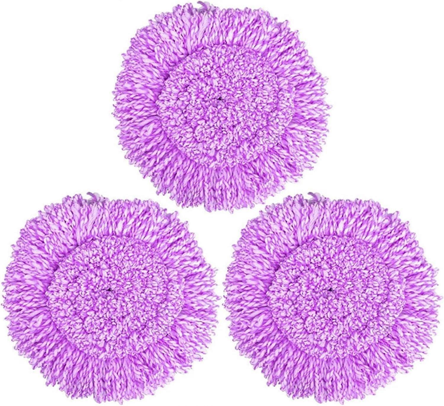 Wet and Dry mop 3 Pack ,Microfiber Mini Mop Refill, Round Shape Standard Size ,For Other Standard Size Spin Mop ,Purple