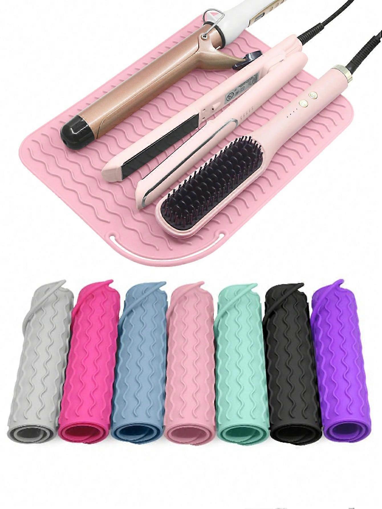 1pc Silicone Heat Resistant Pad, Portable Travel Hot Tool Mat Sleeve, Suitable For Curling Iron, Straightener, Flat Iron And Other Styling Tools