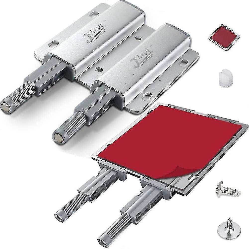 Magnetic Drawer Pulls Cabinet Door Damper 2 Piece Double Door Sliding Lock Furniture Cabinet Drawer Closing System Sliding Lock - Aluminium
