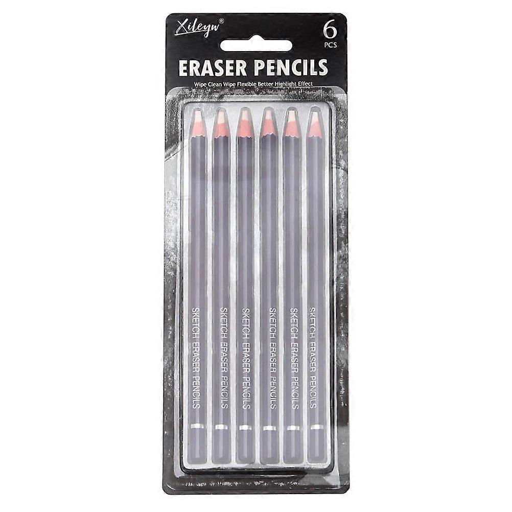 6Pcs Rubber Pencil Sketch Used Rubber Pen Type Eraser Sketch Eraser Pencil for Student
