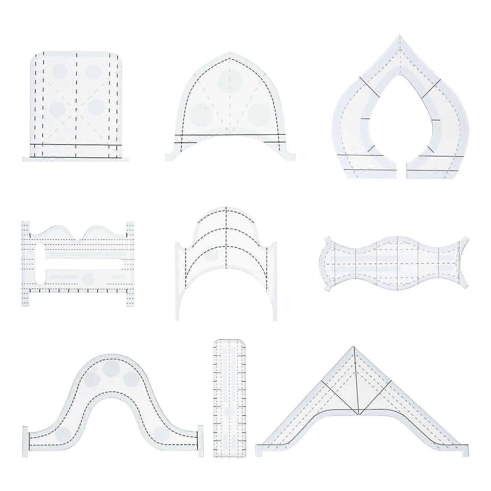 9pcs Free Motion Quilting Ruler Templates Quilter's Ruler Patchwork Rulers