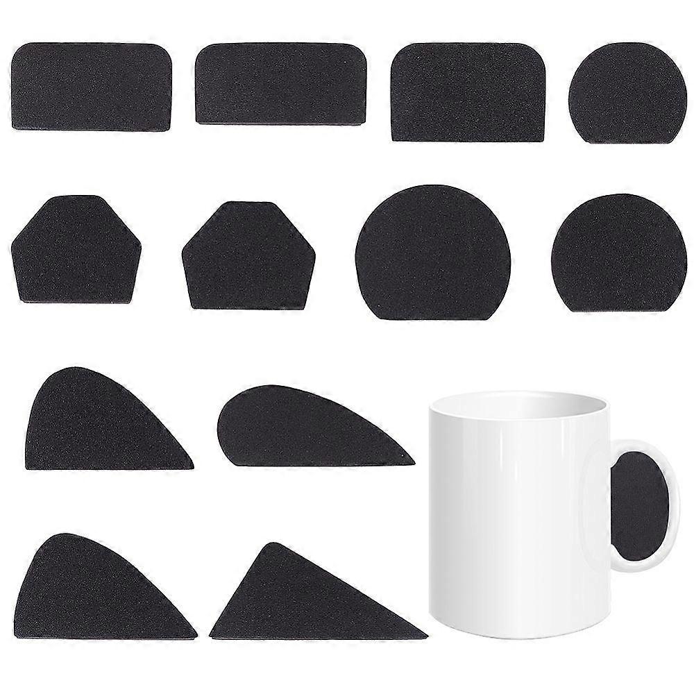 EVA Mug Handle Forms Handle Molds for Ceramic Cup Making Mixed Shapes Black 2.9~5x4.3~8.5x1.75cm 12pcs/set