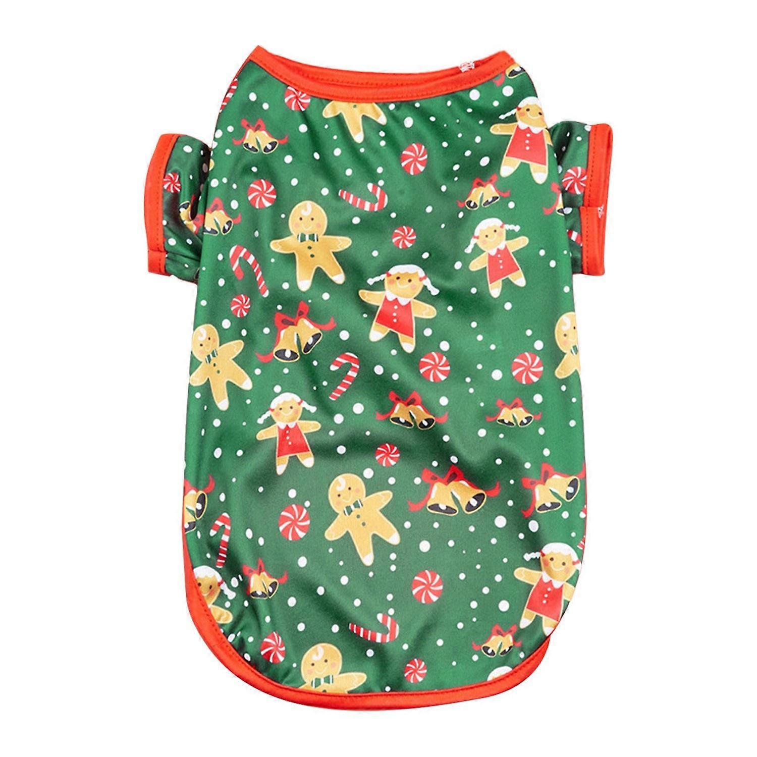 Dog Christmas Pullover Gingerbread Man Pattern Comfortable Polyester Pet Sweatshirt for Puppy Kitten