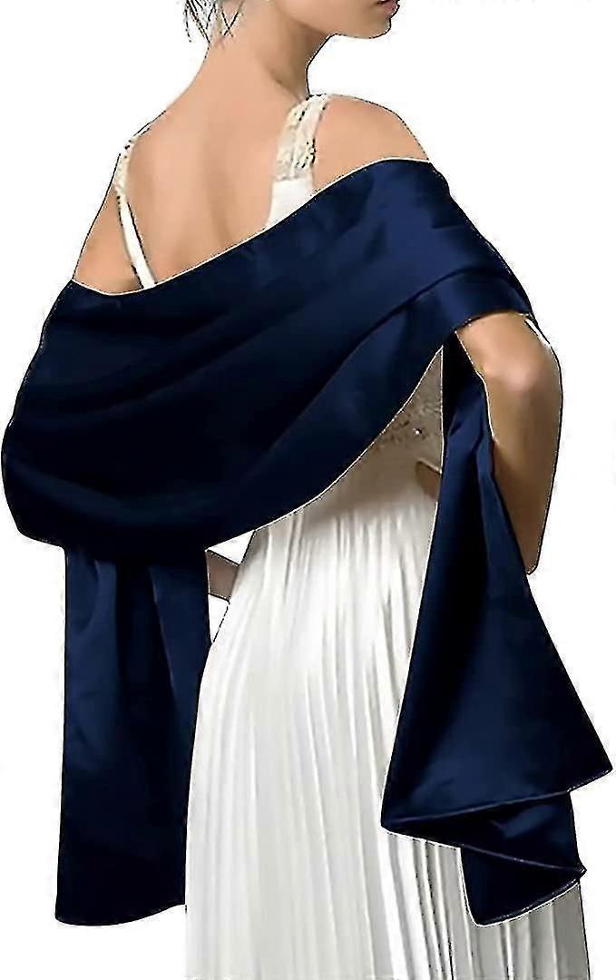 Women's Satin Chiffon Festive Scarfnavy Blue