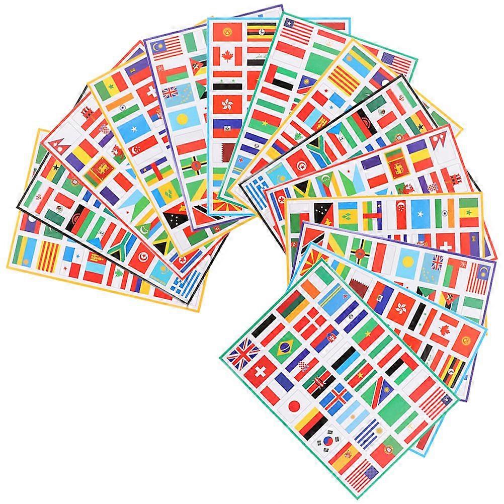16 Sheets of World Flag Stickers Country Flag Stickers Sticky Flag Stickers Face Stickers