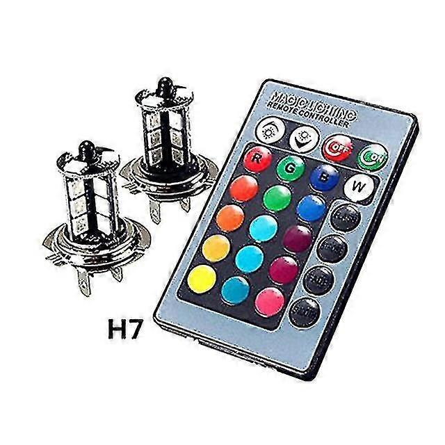 2 Pcs 9006 H4 Hb4 H7 H8 H9 H11 Universal Auto Rgb Atmosphere Lamp 5050 Led Lights Car Products Accessories With Remote Control