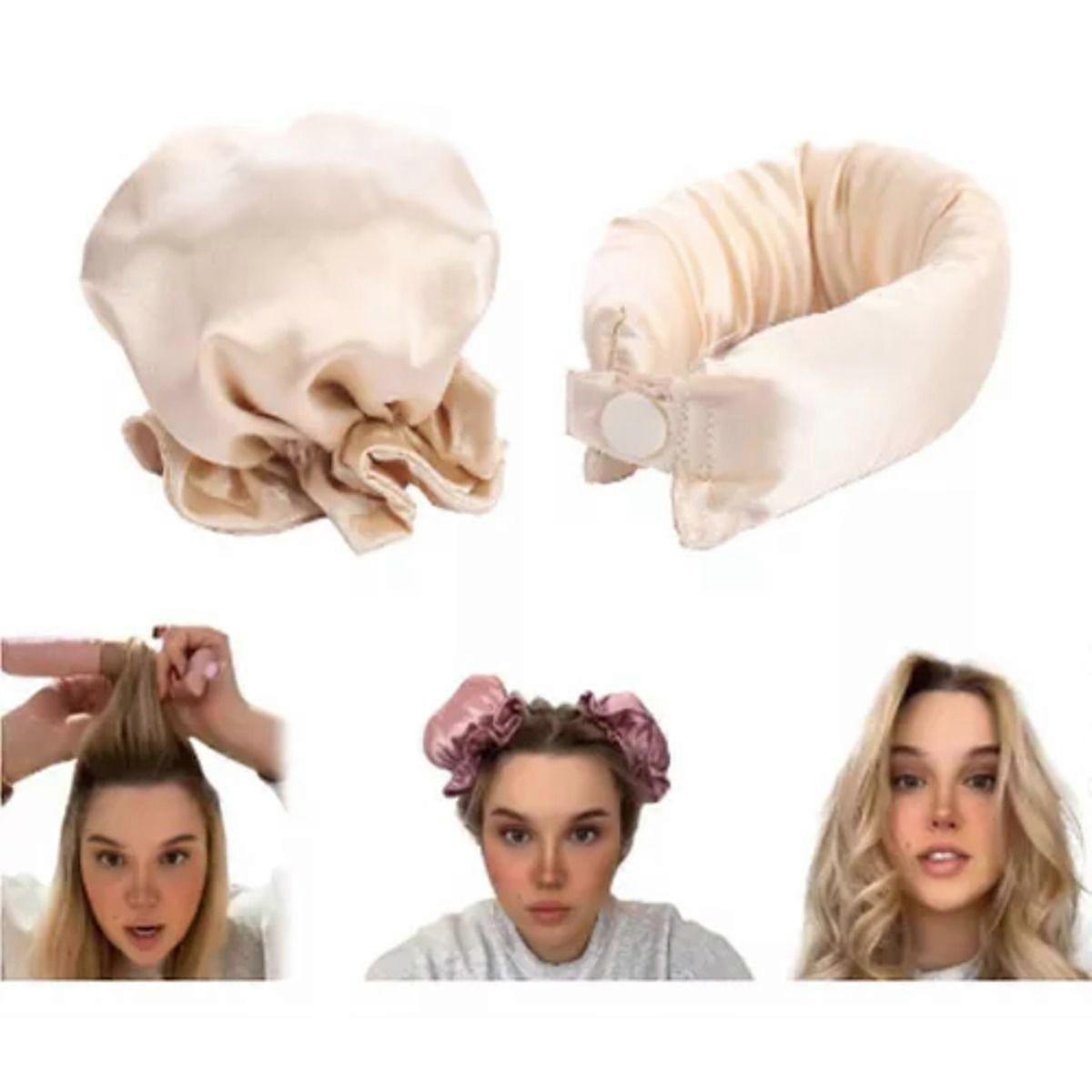 Satin Heatless Curlers With Hair Curls x 2