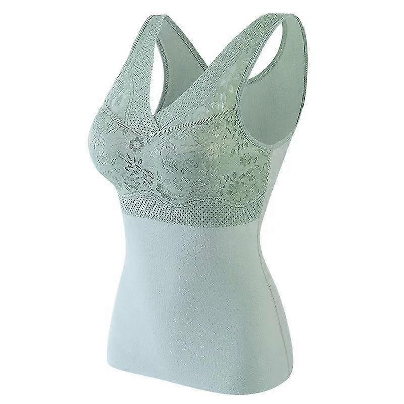 Crop Top Women Lace Tank Winter Tank Top with Built In Bra Corset Padded Crop Top Undershirt Bralette Velvet Warm Black Sexy Camisole
