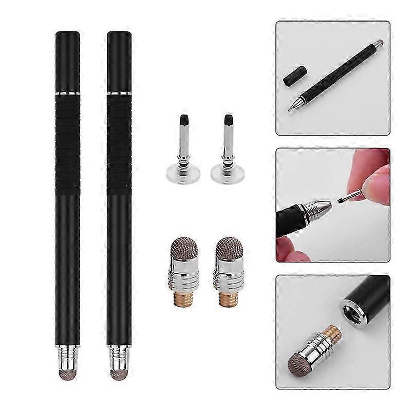 2-in-1 Precision Stylus Pen With Conductive Head And Disc Tip Universal Touchscreen Pen For All Capacitive Touchscreens Cell Phones Tablets Pack Of 2p