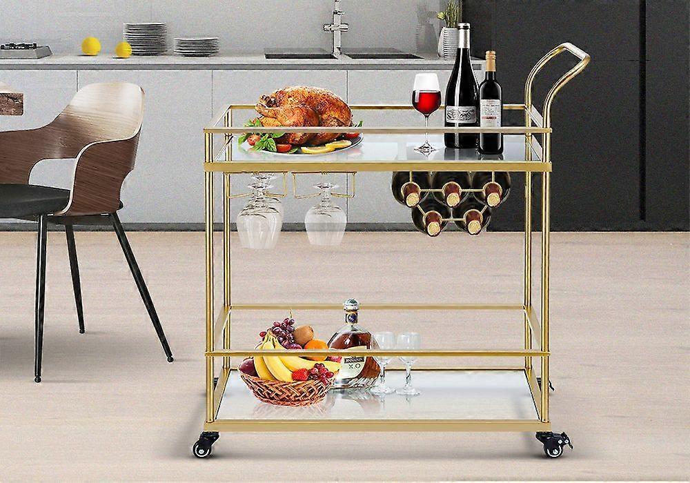 Bar Cart Drinks Coffee Trolley Serving Gold