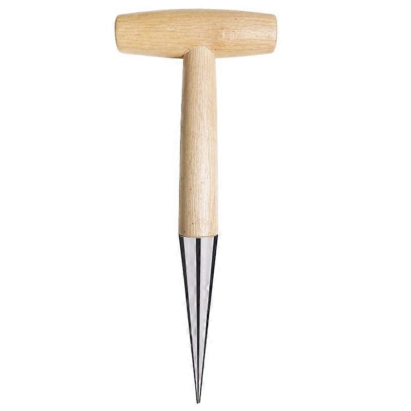 Hand Dibber Stainless Steel Sow Dibbler Tool for Garden Planting, 14-Inch Long with Ergonomic Handle