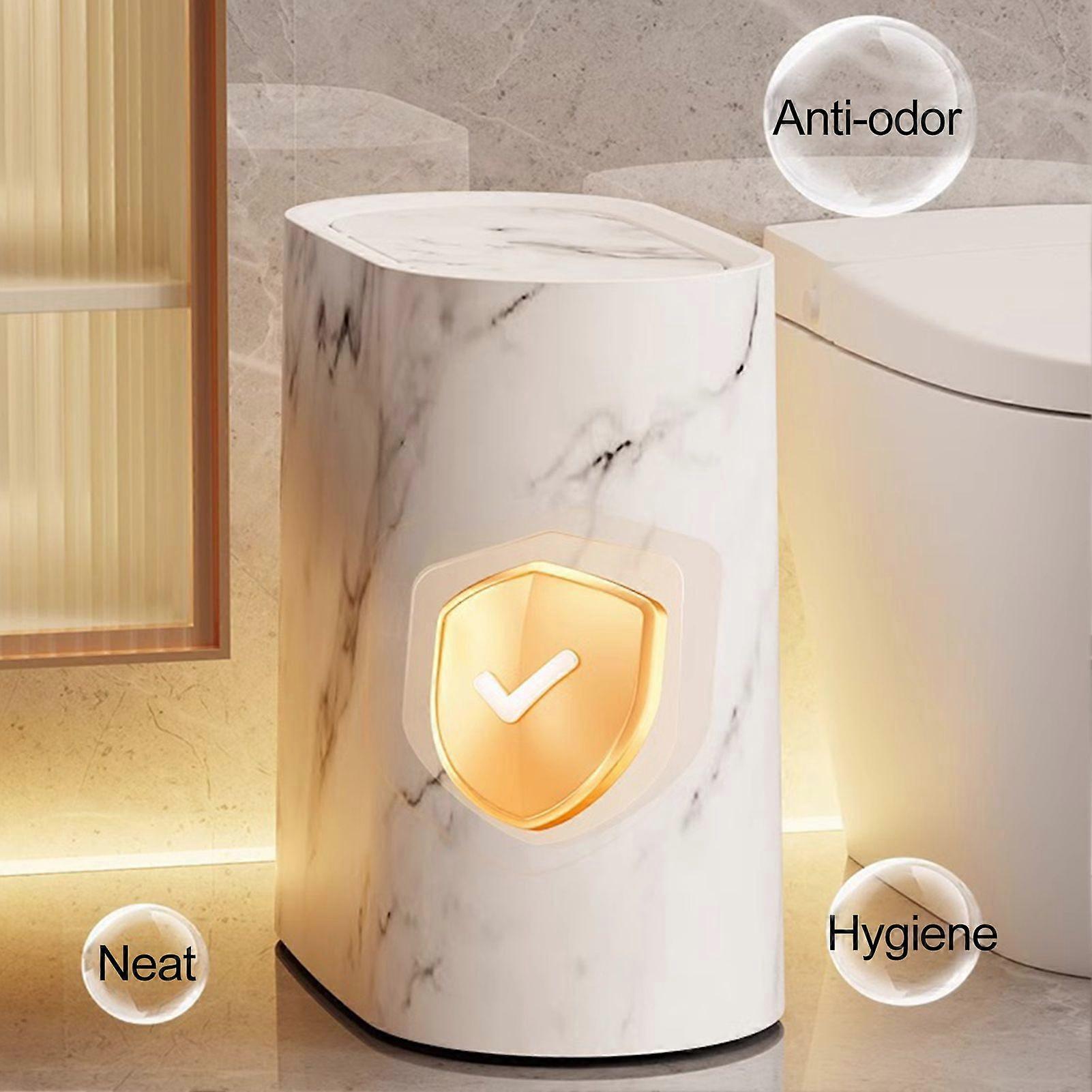 Qinghai Modern Waste Basket Large Capacity Marble Pattern Trash Can ...