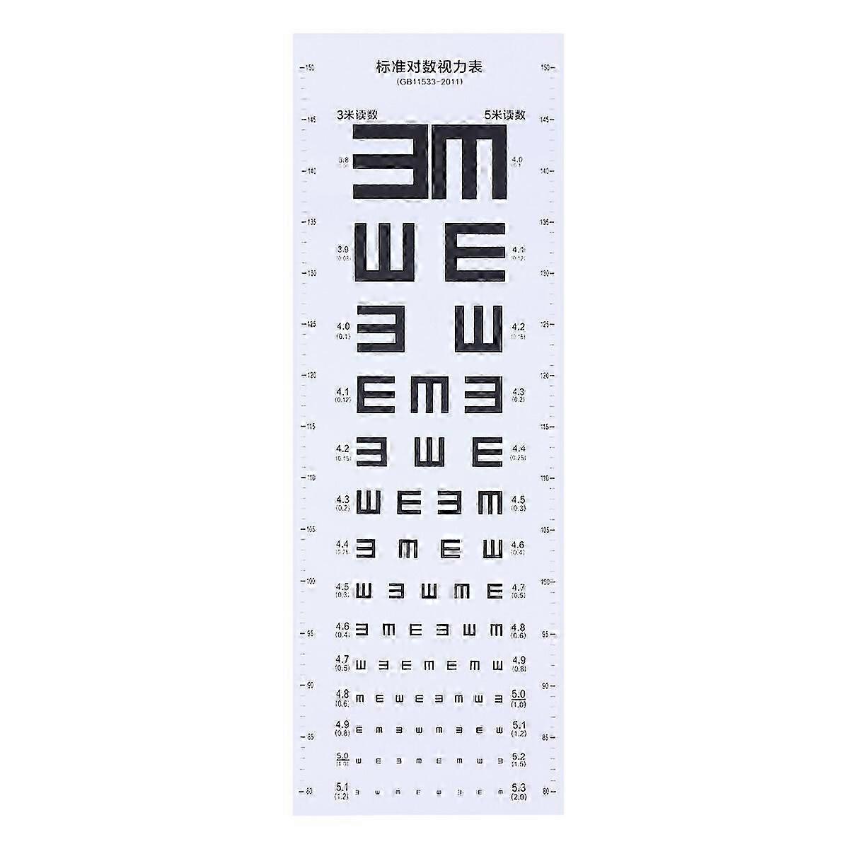 Thick Plastic Eye Chart Visual Testing Chart for Home School Eye Charts for Eye Exams (White)