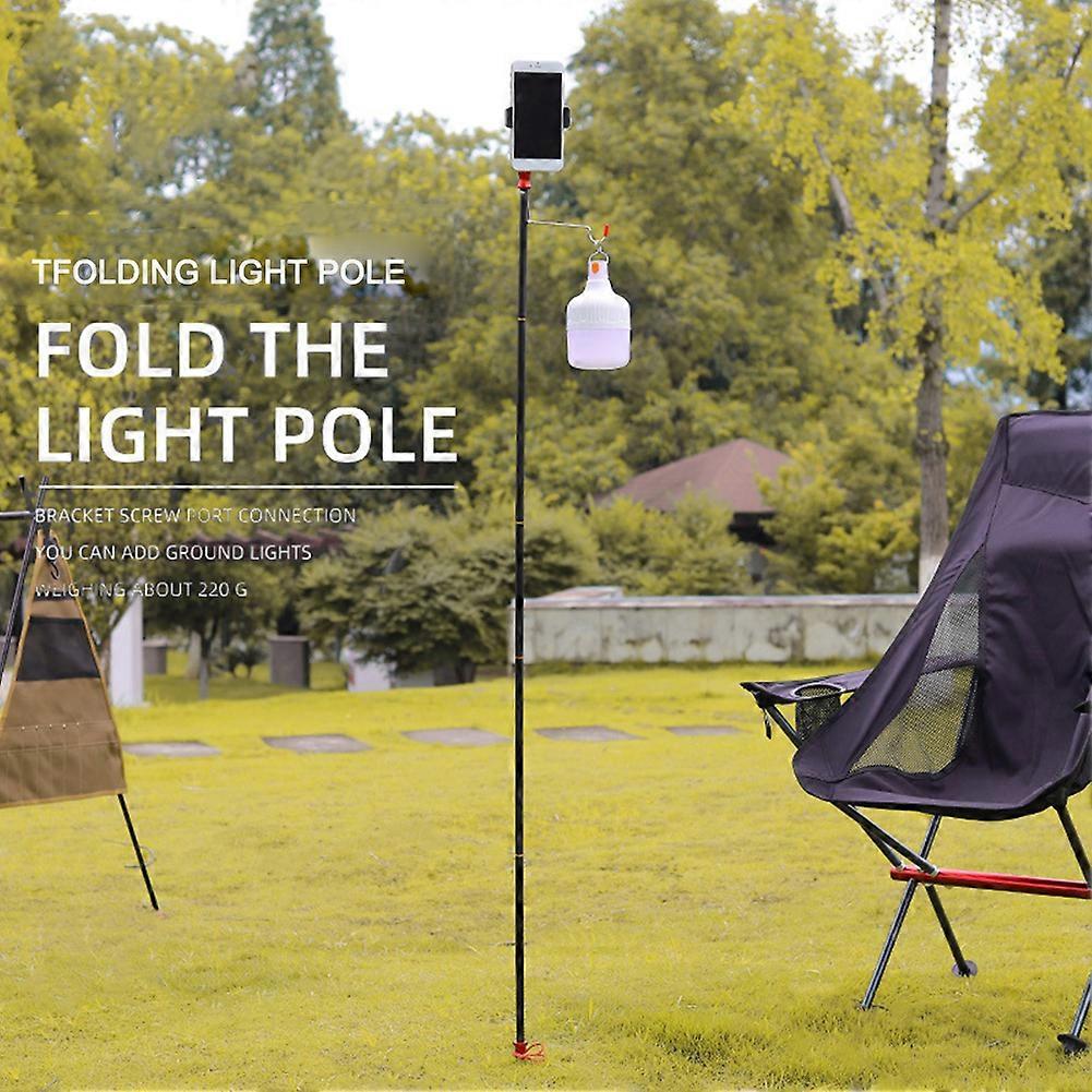 Foldable Lamp Pole Lightweight Ground Tripod Desktop Phone Holder Mount Camping Tent Hiking Fishing Lamp Hanger Hanging Hook