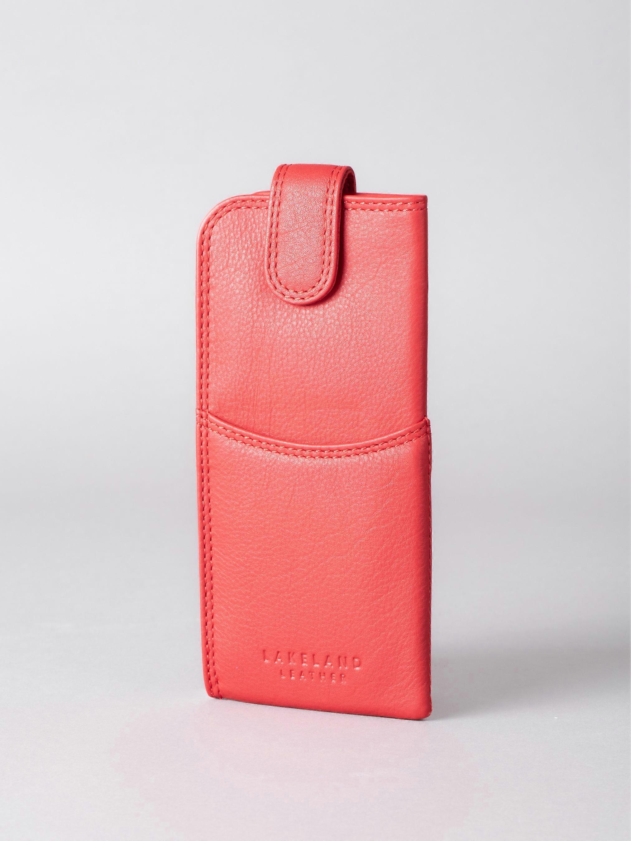 Leather Tab Glasses Case in Red